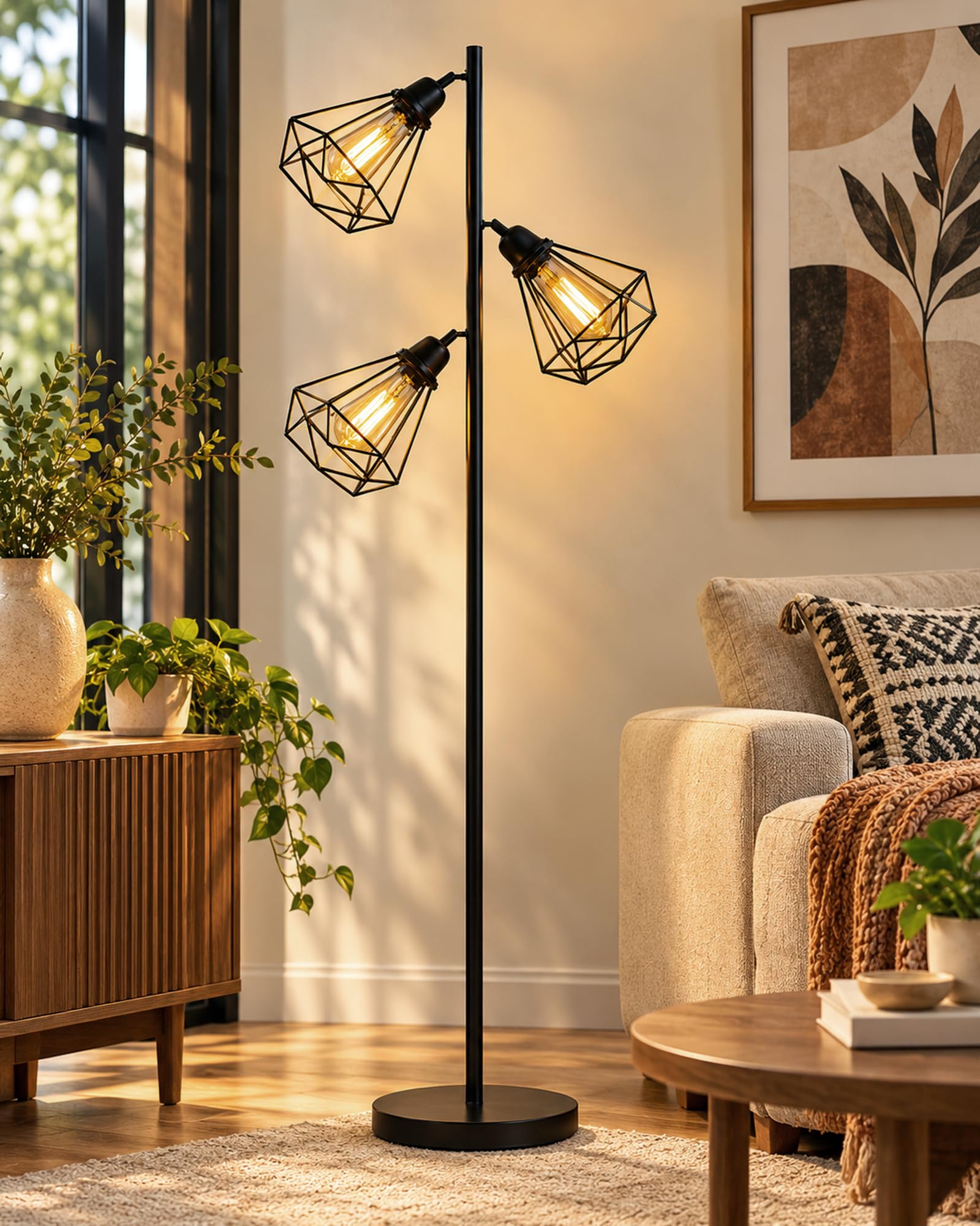 Homesake Industrial Tree Floor Lamp - Golden & Glass -6 Homesake Industrial Tree Floor Lamp - Golden & Glass -6