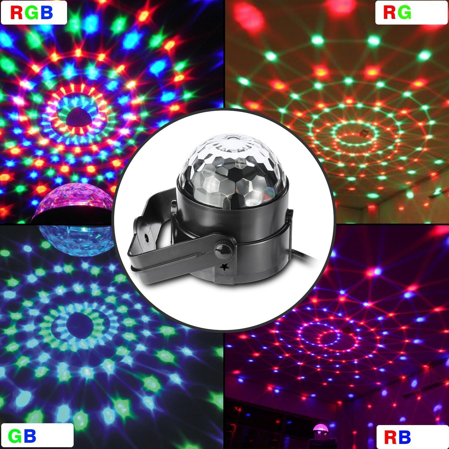 Party Lights Disco Ball Tabiger Disco Lights DJ Light Sound Activated Strobe Light 3W 7 Colors Stage Lights Xmas Karaoke Disco Ball Light for Kids Birthday Home Party Club Pub Wedding with Remote