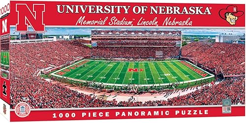 MasterPieces Rompecabezas deportivo de 1000 piezas de la NCAA Nebraska Cornhuskers Center View Panoramic - 13 x 39 pulgadas
