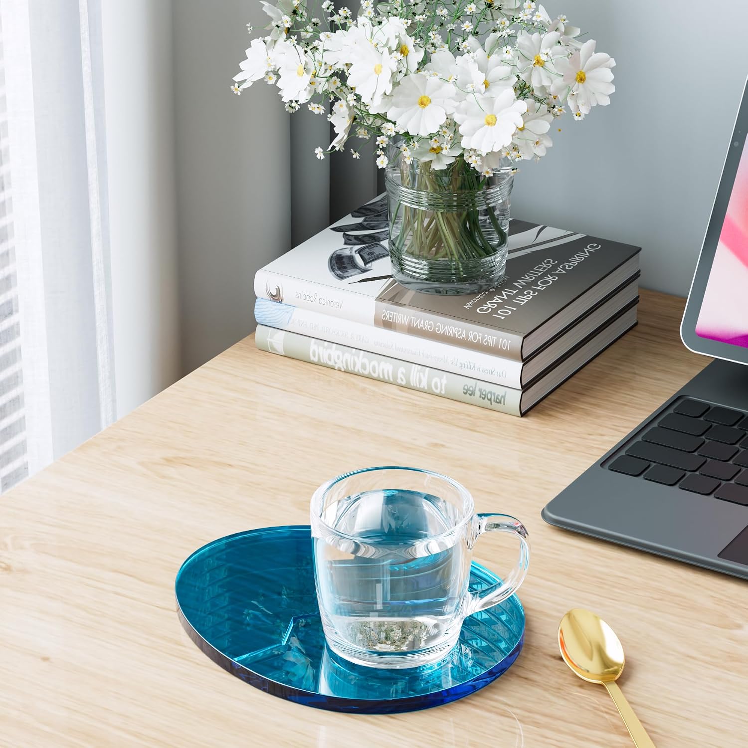 Acrylic Coaster Decorative Plates,Office Desk Accessories, Clear Dinosaur Egg Shape Coffee Cup Decor, Perfect for Tabletop Protection and Display. image 2