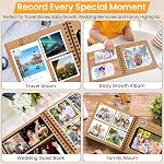 DazSpirit Scrapbook Photo Album, 8-inch Personalized Photo Book, DIY Memory Album With 5 Album Stickers, Square Hardcover Scrapbook for Wedding, Babies and Anniversaries, Brown, 30 Sheets