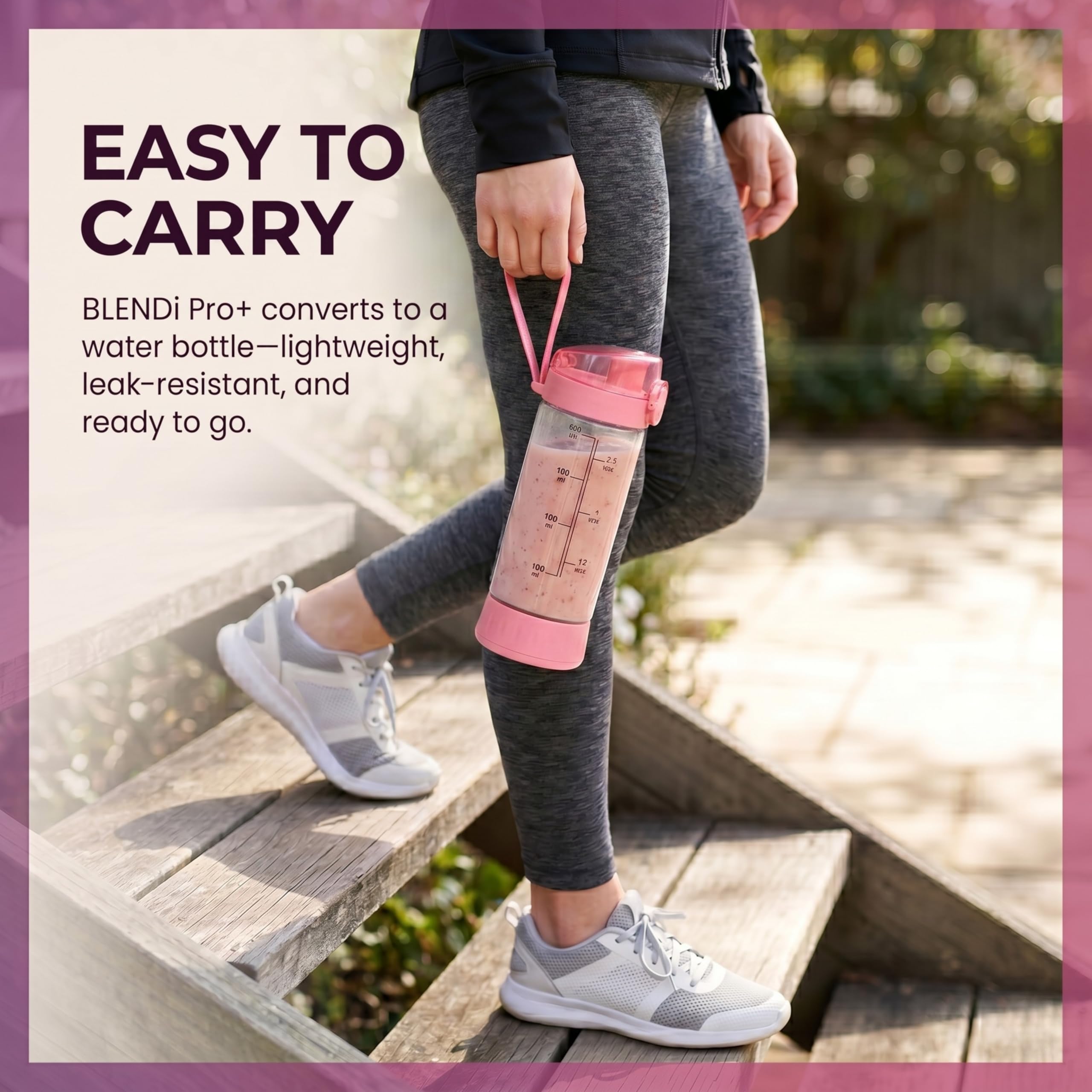 BLENDi Frullatore portatile Pro+ (500 ml, fard) - Motore da 120 W aggiornato, ricaricabile USB-C, frullatore personale senza fili per frullati e frullati - Senza BPA, autopulente, adatto ai viaggi