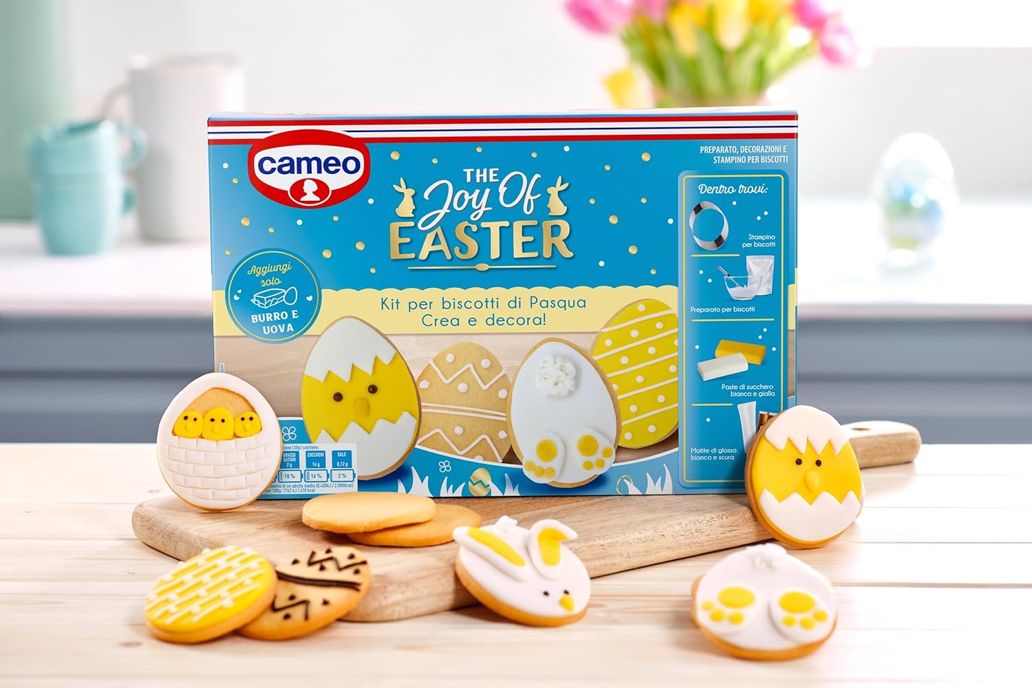 Cameo Kit per Biscotti di Pasqua The Joy of Easter, Kit per Circa 19 Biscotti Pasquali da Creare e Decorare, Preparato per Biscotti, Decorazioni e Stampino Inclusi nella Confezione, 488 g - Immagine 2