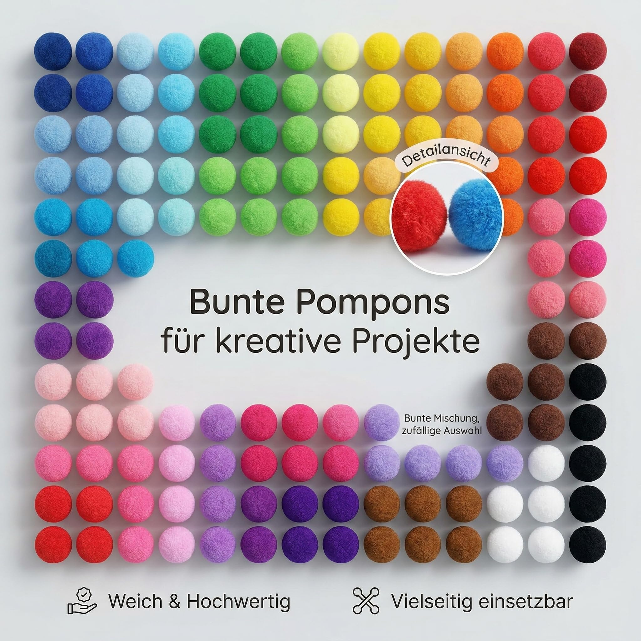 XNHIU Confezione 10 Pompon Morbidi 4 Cm – Palline Soffici Bianche Per Decorazioni Fai Da Te E Craft