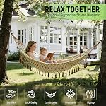 Beautiful Boho Style Hammock, Portable 2 Person Hammock, for Suitable for Backpacking, Patio, Beach, Backyard, Outdoor, Garden,Wedding Decor (Khaki)