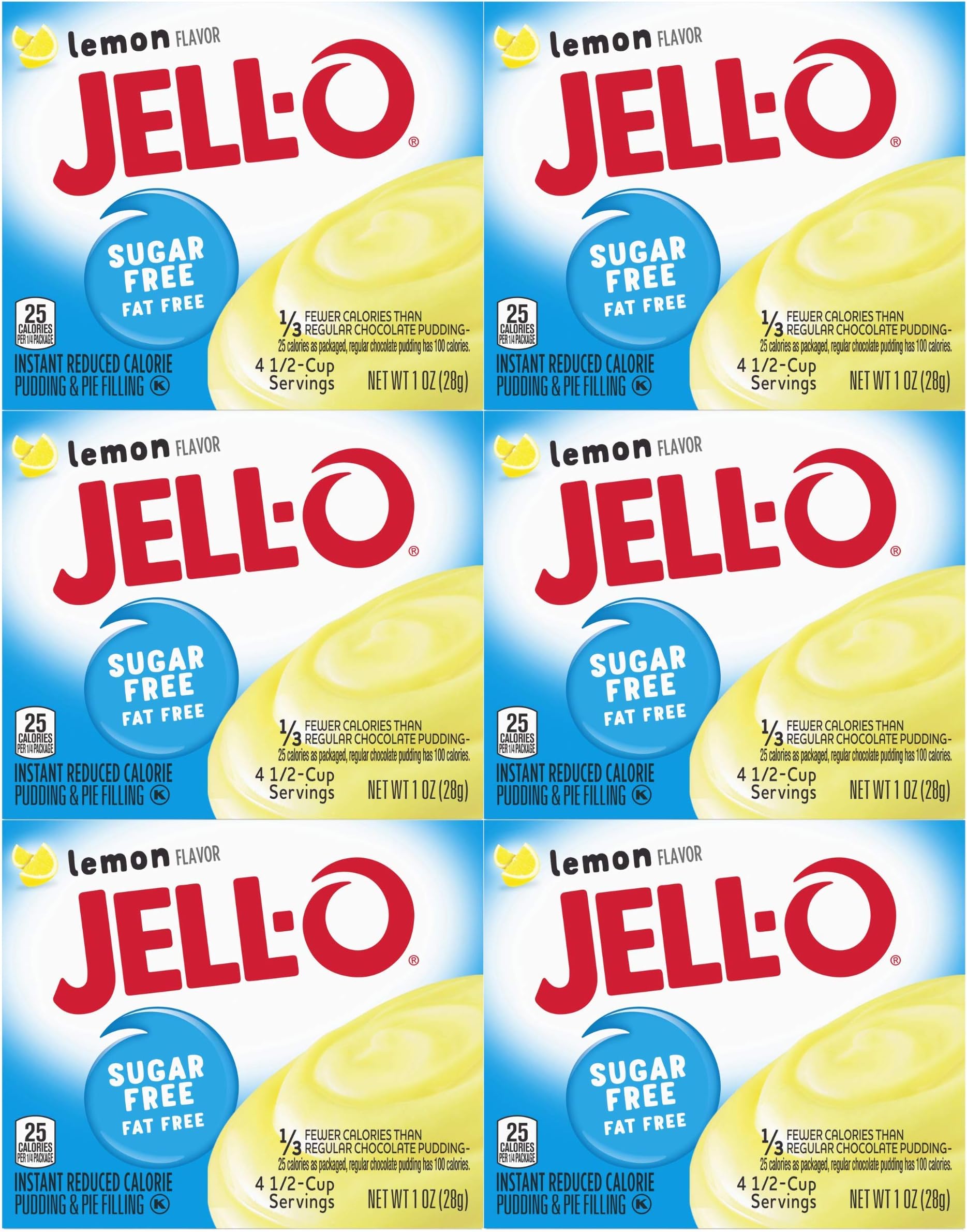 Jell-O Instant Lemon Sugar-Free Fat Free Pudding & Pie Filling (1 oz Boxes, Pack of 6)