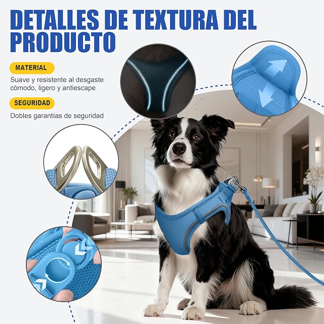 Foto 5 de 7 de Arnés para Gatos con Correa 255cm L (Pecho 45-55cm) Azul