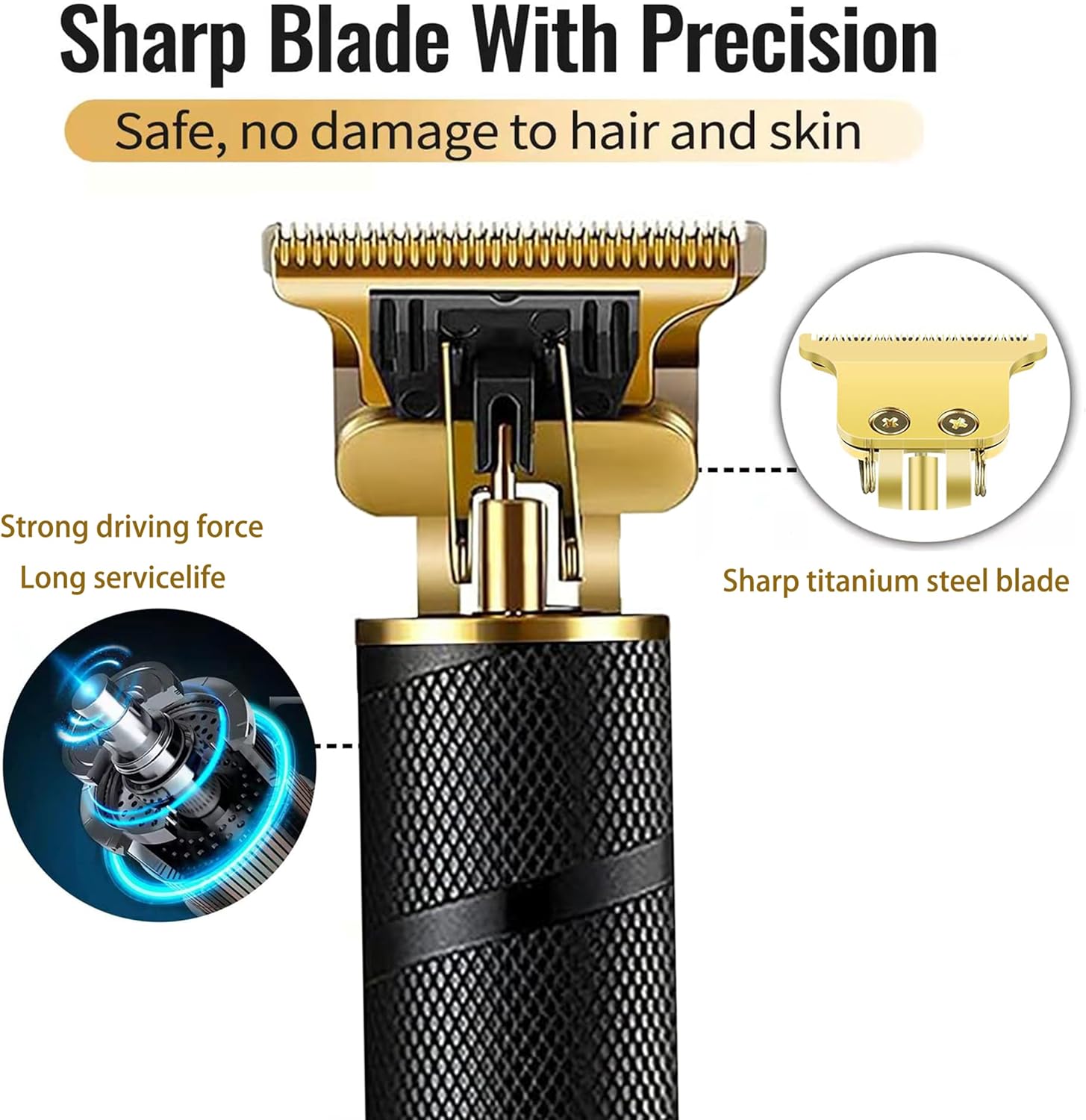 Hair Clippers Men, Cord/Cordless Beard Trimmer Men, Professional Hair Trimmers, Detailing and Outlining, Lightweight, Zero-Gap Adjustable, Compact T-Blades, Face Razor 4