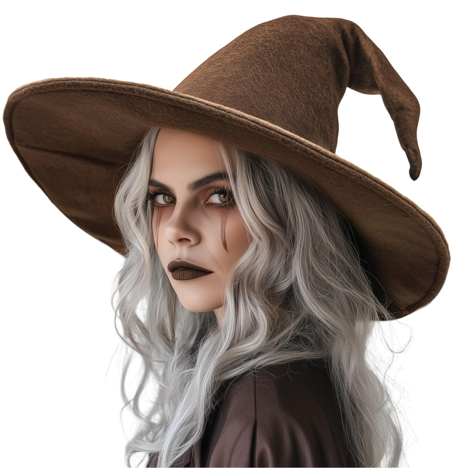 gagift world Witch Hat, 18IN Wizard Hat for Adults and Teens Novelty Cosplay Accessories for Halloween Costume Party Christmas Masquerade Carnivals (Brown) โ image 1