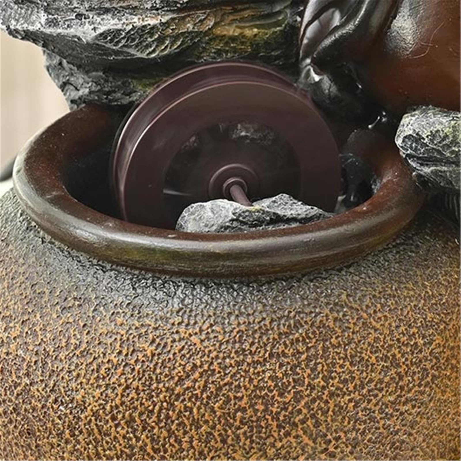 Fuente de sobremesa Fuente de Flujo Estilo Chino, Rueda Feng Shui Ornamental for salón té, decoración paisajística Agua circulante