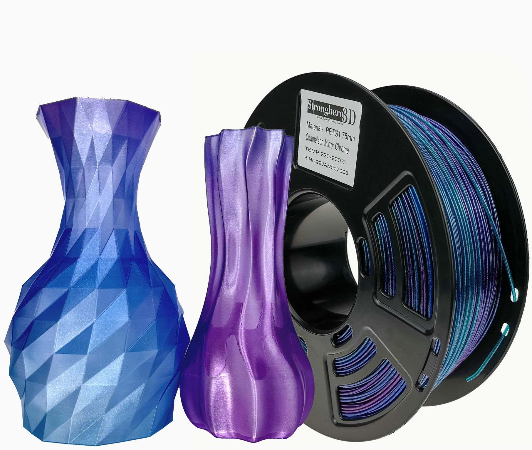 Stronghero3D PETG 3D Printer Filament 1.75mm,Multicolor,Chrome Chameleon,1kg(2.2lbs) Accuracy +/-0.05mm for ender3 Cr10 Sovol