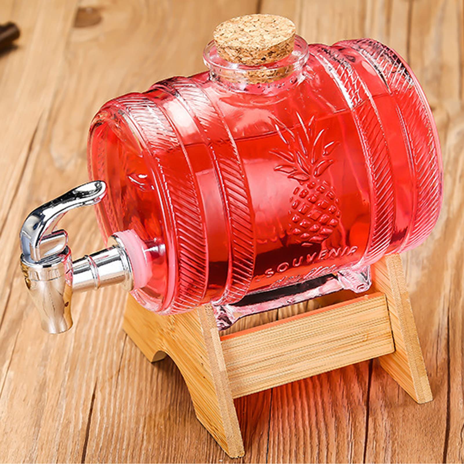 Distributeur de boissons RYSH en verre, fût de boisson refermable et réutilisable avec bouchon de liège pour jus de fruits