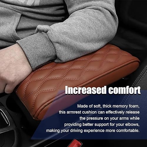 Miniatura 6 de Kewucn Cojín para consola central de automóvil, cómodo cojín de microfibra de cuero y espuma viscoelástica, protector impermeable para caja de