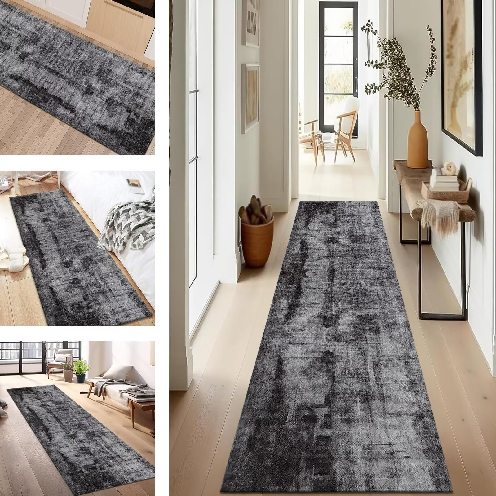 Tapis de couloir antidérapant gris foncé pour sécuriser une entrée et simplifier le ménage
