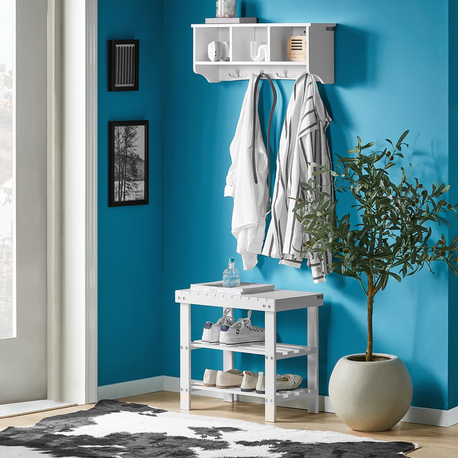 schoenenrek,Flip-lade schoenenopbergbank, PU-gewatteerde schoenenopbergbank met lade, houten schoenenrek Pull-down opbergkast Stand Rack Kastorganizer voor entree en hal,C,60 * 30 * 51CM