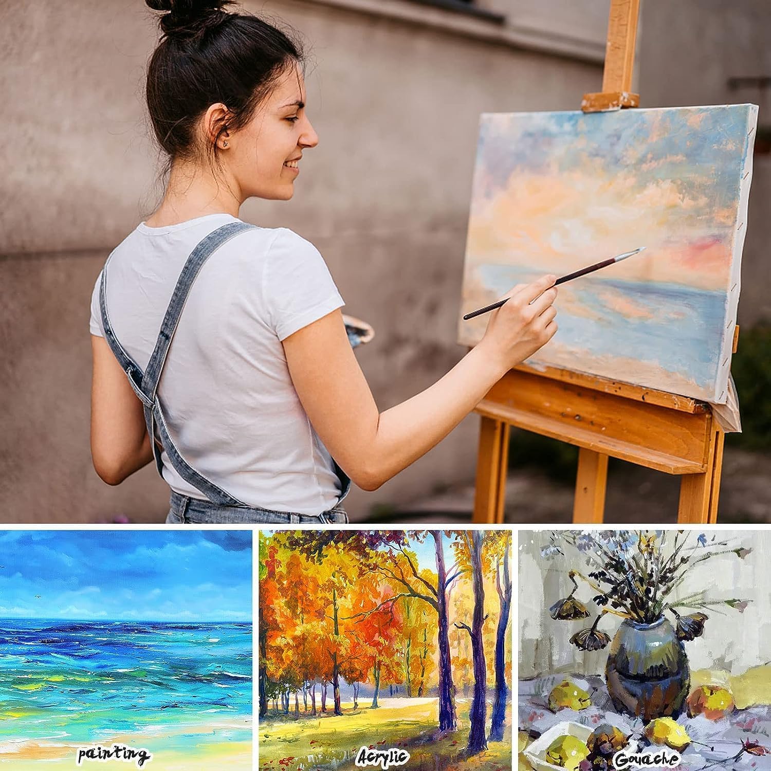 Arteza Canvas Panels, Classic, White, Square, Multi Value Pack Multiple Sizes, Blank Canvas Boards For Painting - 28 Pack, Color: White, Model - View #3