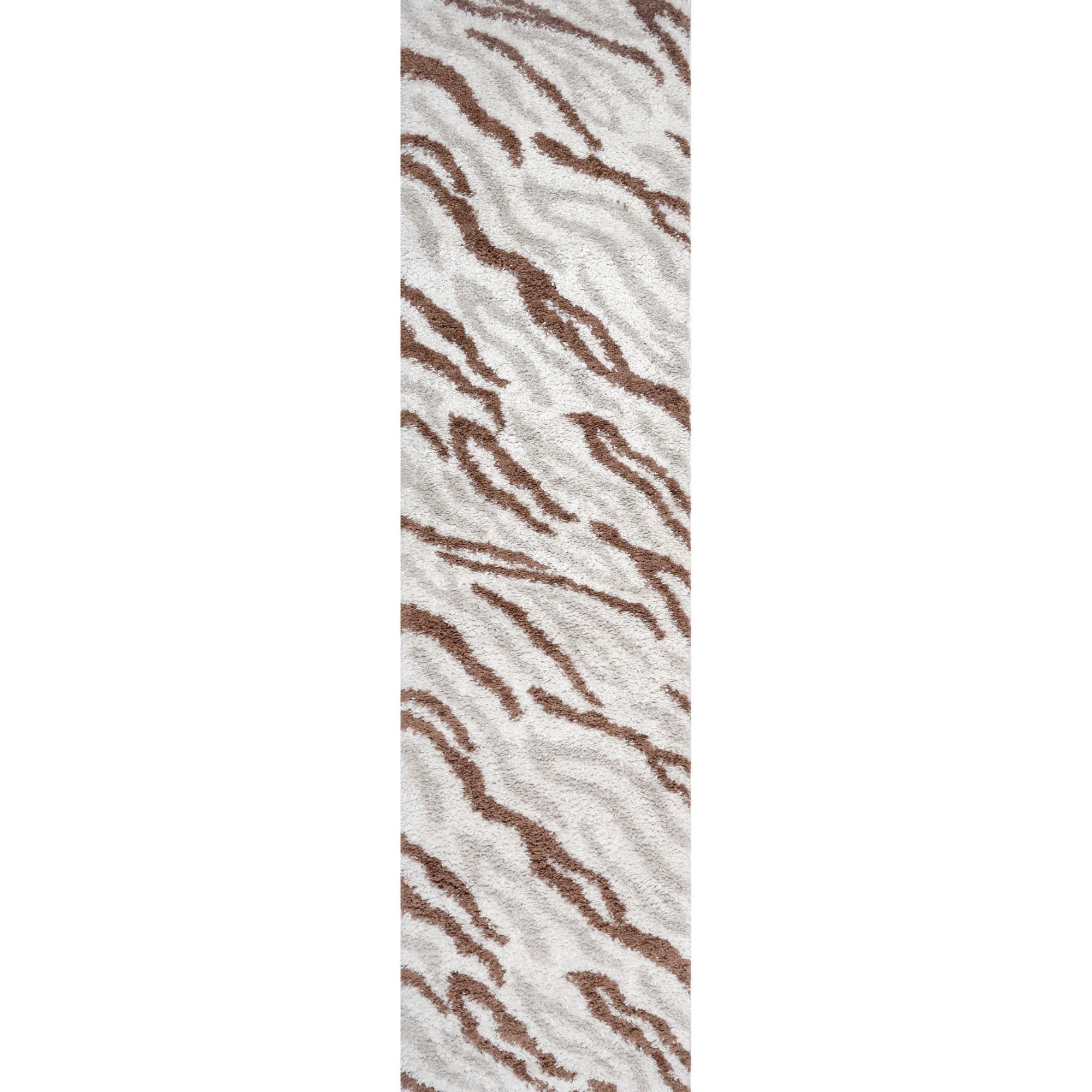 The Rugs Unisex Terracotta Moodi Abstract Design Shaggy Soft High Pile Living Room Rug & Runner In | : 80 Cm X 300 Cm