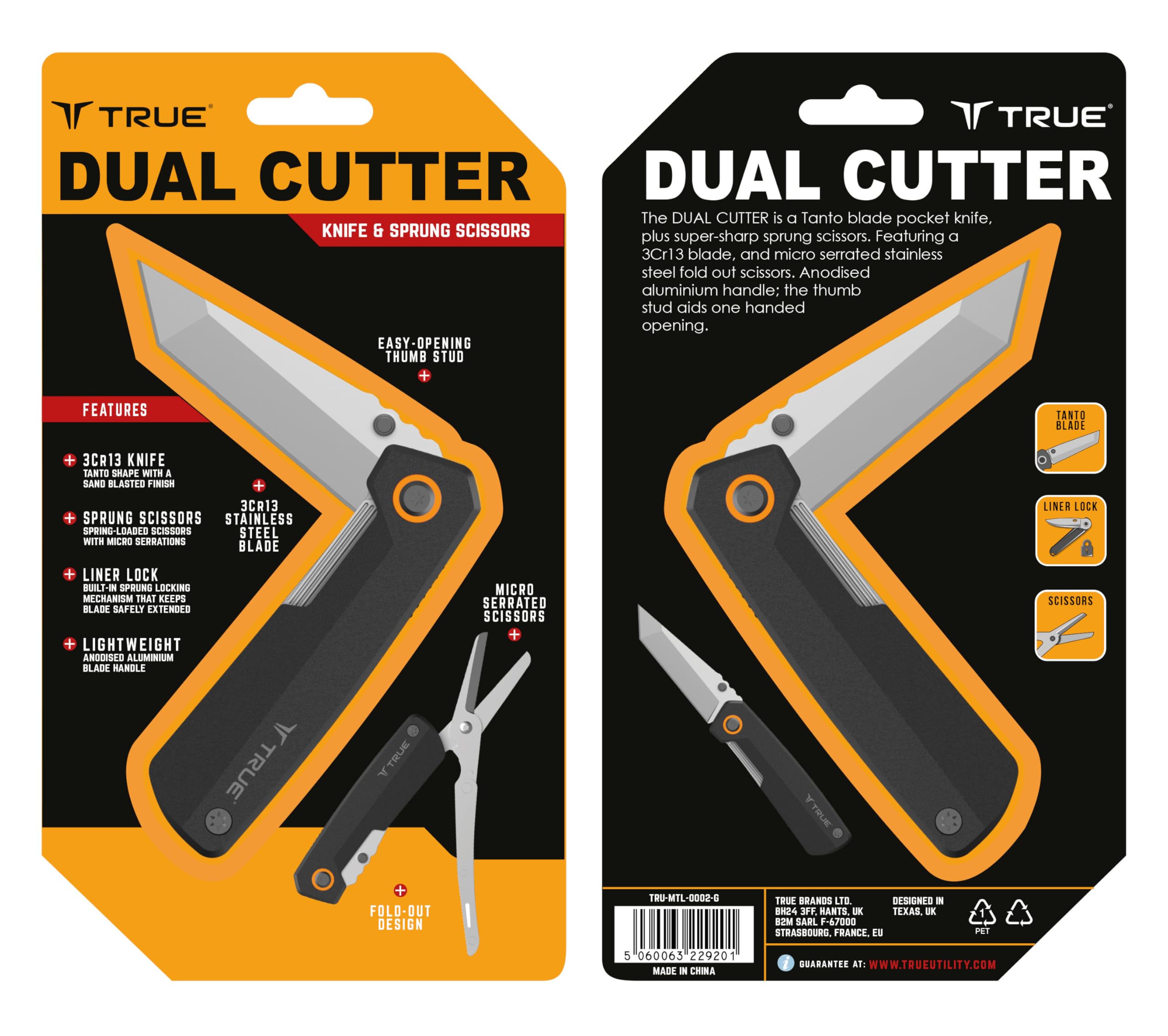 True Utility Dual Cutter - Attrezzi da lavoro - Strumento da taglio due in uno - Coltello multiuso