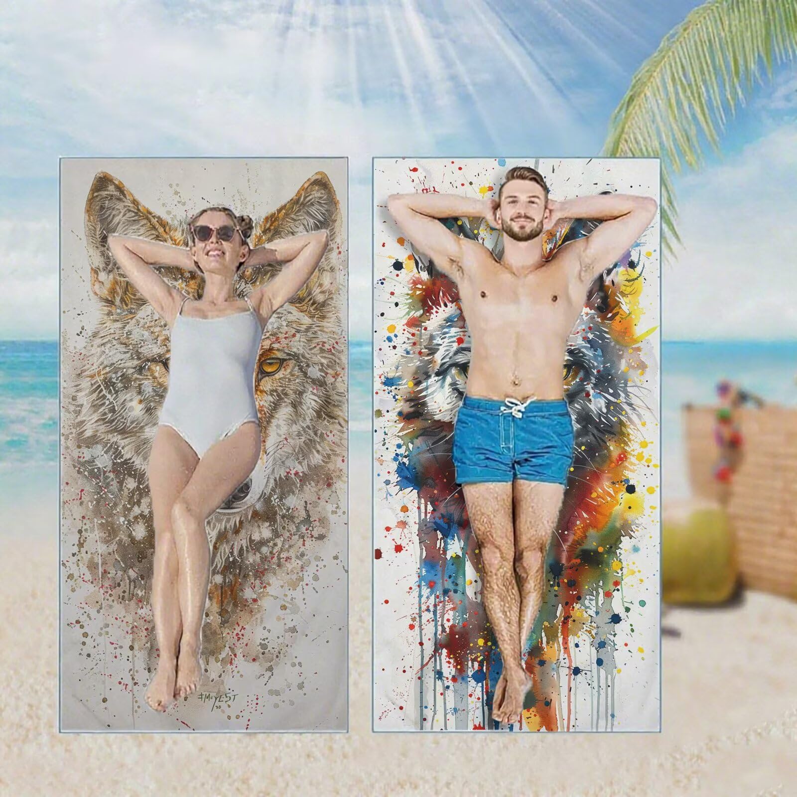 Ręcznik plażowy, ręczniki plażowe z mikrofibry, szybkoschnące lekkie ręczniki podróżne bez piasku, duży ręcznik kąpielowy dla dorosłych 90 x 200 cm, do pływania na basen, jogę, siłownię, kemping