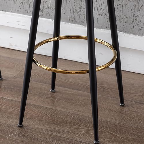 Miniatura 28 de Taburetes de bar de 26 pulgadas de altura de mostrador, juego de 4 taburetes de mostrador de gamuza, sin espalda, modernos con patas Burnt