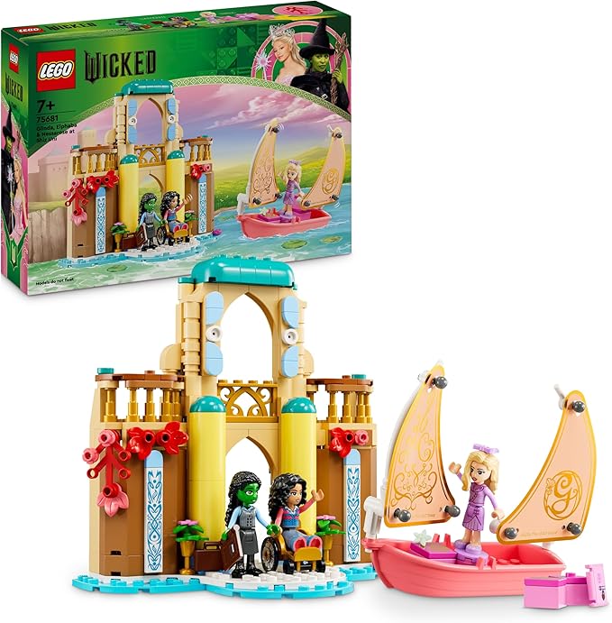 LEGO Wicked Glinda, Elphaba y Nessarose en Shiz University, Casa de Muñecas con Barco Velero de Juguete y 3 Mini Muñecos, Regalo para Niñas y Niños de 7 Años o Más Fans del Musical 75681