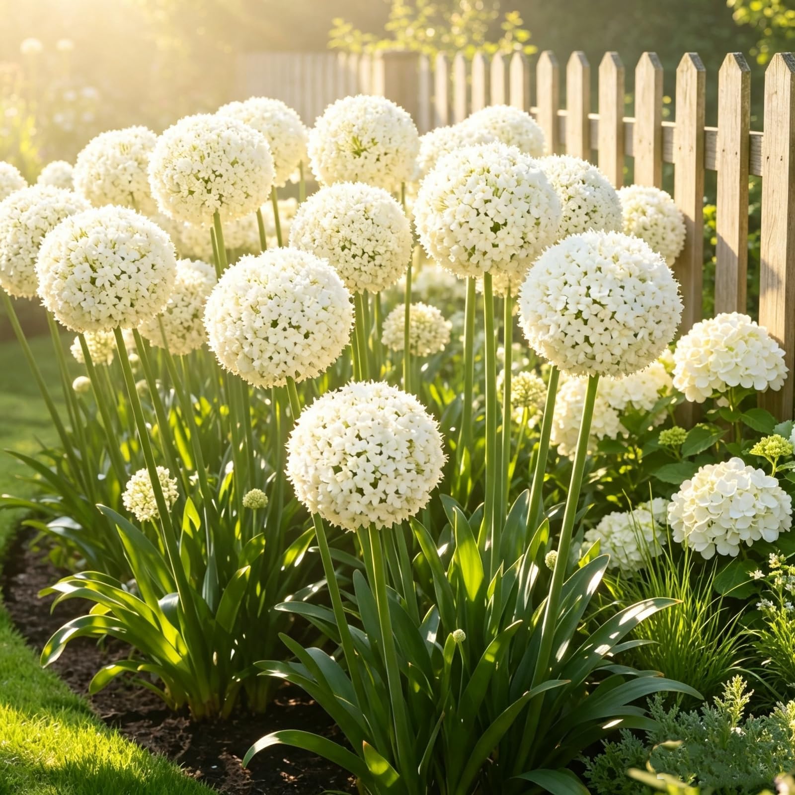 Excellent Striking Allium Bulbs Mix Planting/Elegant,Variegated Blossoms-Cold-Tolerant/Perennial,Excellent Display,Garden.-6bulbs-White