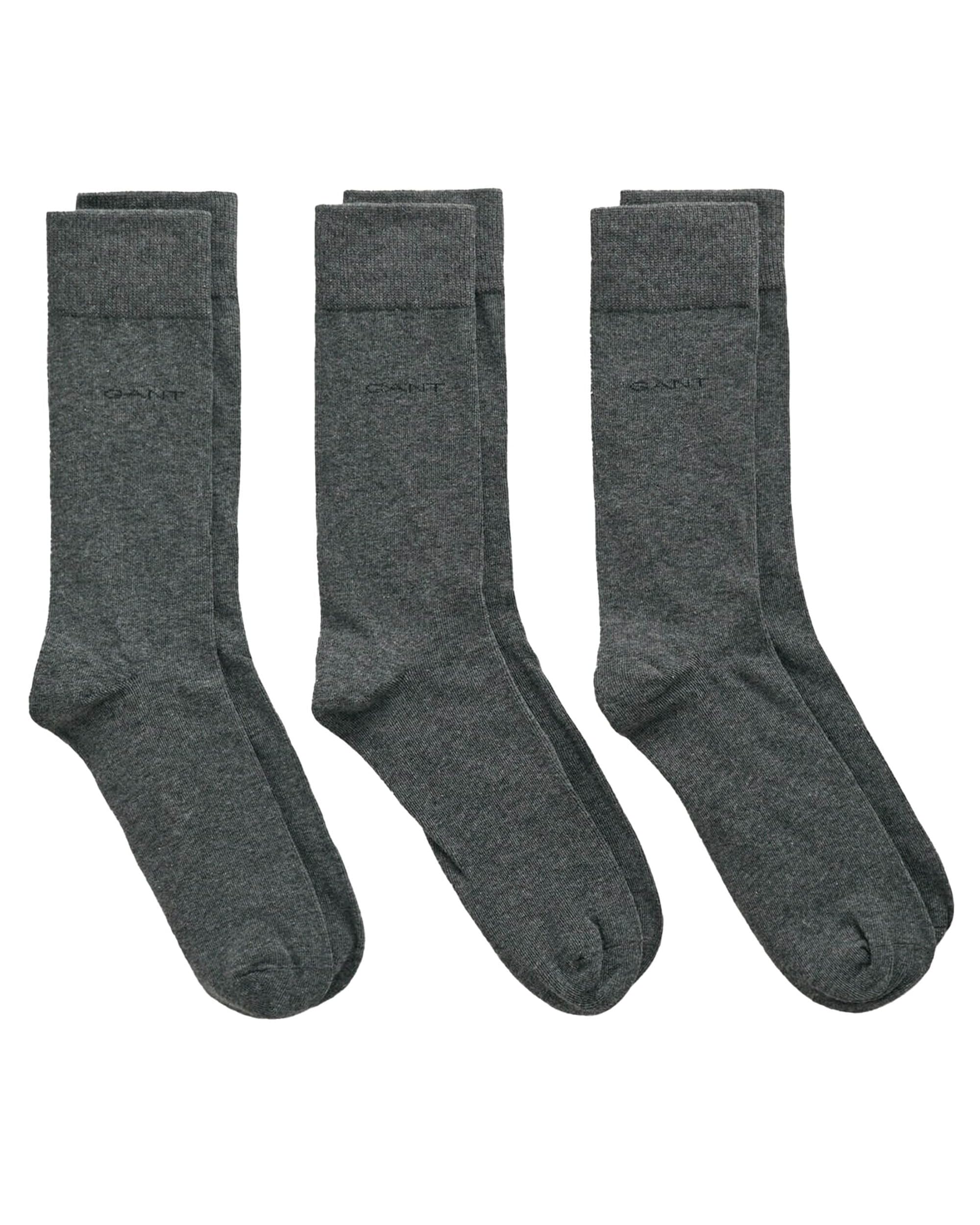 GANT Men's SOFT COTTON SOCKS 3-PACK Socks, CHARCOAL MELANGE, Standard