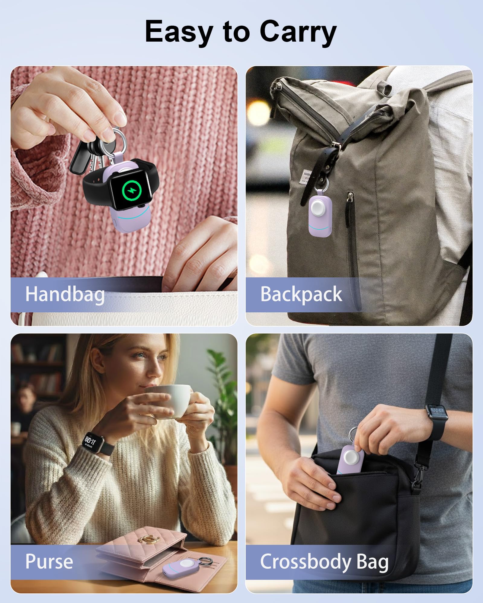 Caricabatterie wireless portatile per Apple Watch Travel Essential | Design portachiavi, 2500 mAh ad alta capacità, forte chiusura magnetica, sovraccarico e surriscaldamento, ricarica automatica