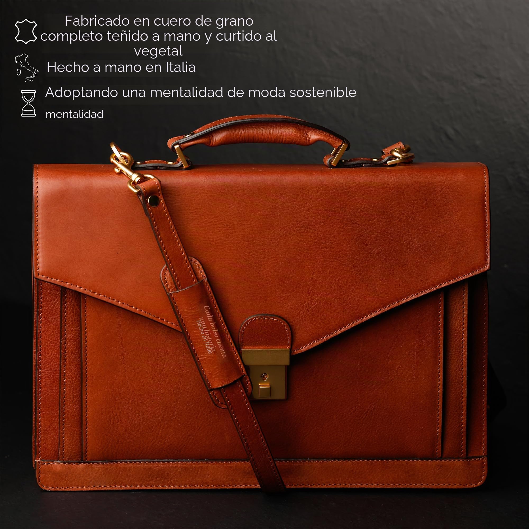 Time Resistance Maletín de Cuero – Diseño Clásico Hecho a Mano con Compartimento para Portátil