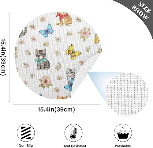 Miniatura 4 de Playful Kittens Table Placemat, Non Slip Heat Resistant Dinner Mat for Kitchen one sizex4
