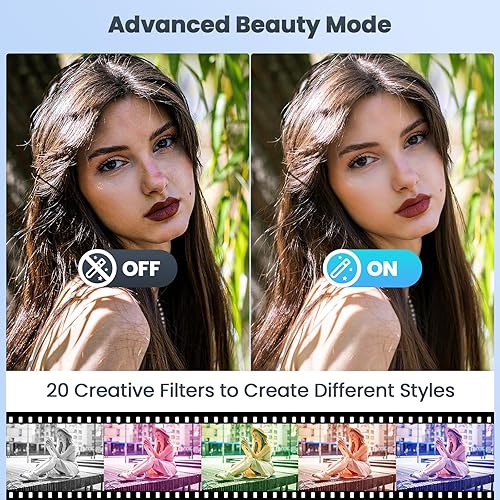 Vista 7 de Cámara digital 4K de 64MP, Hoestr Cámara compacta de punto y disparo con zoom automático de 18X y enfoque automático con tarjeta TF de 64GB, flash