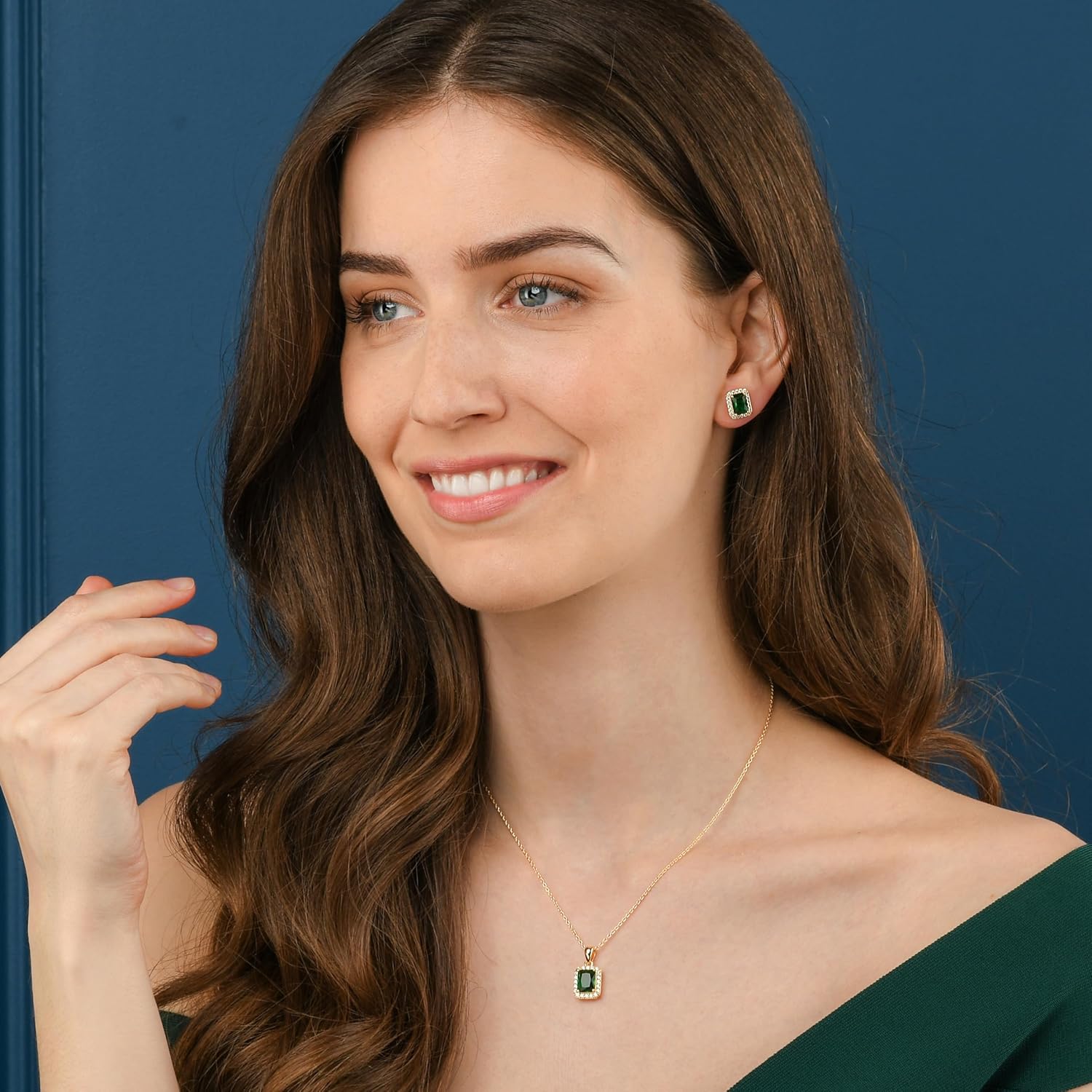 Diamond Treats 925 Sterling Silver Emerald Cut Stud Earrings for Women with White, Green, Blue, or Red Cubic Zirconia Stones, Emerald Cut Silver or Gold Earrings, Jewelry for Women with a Gift Box - Image 6