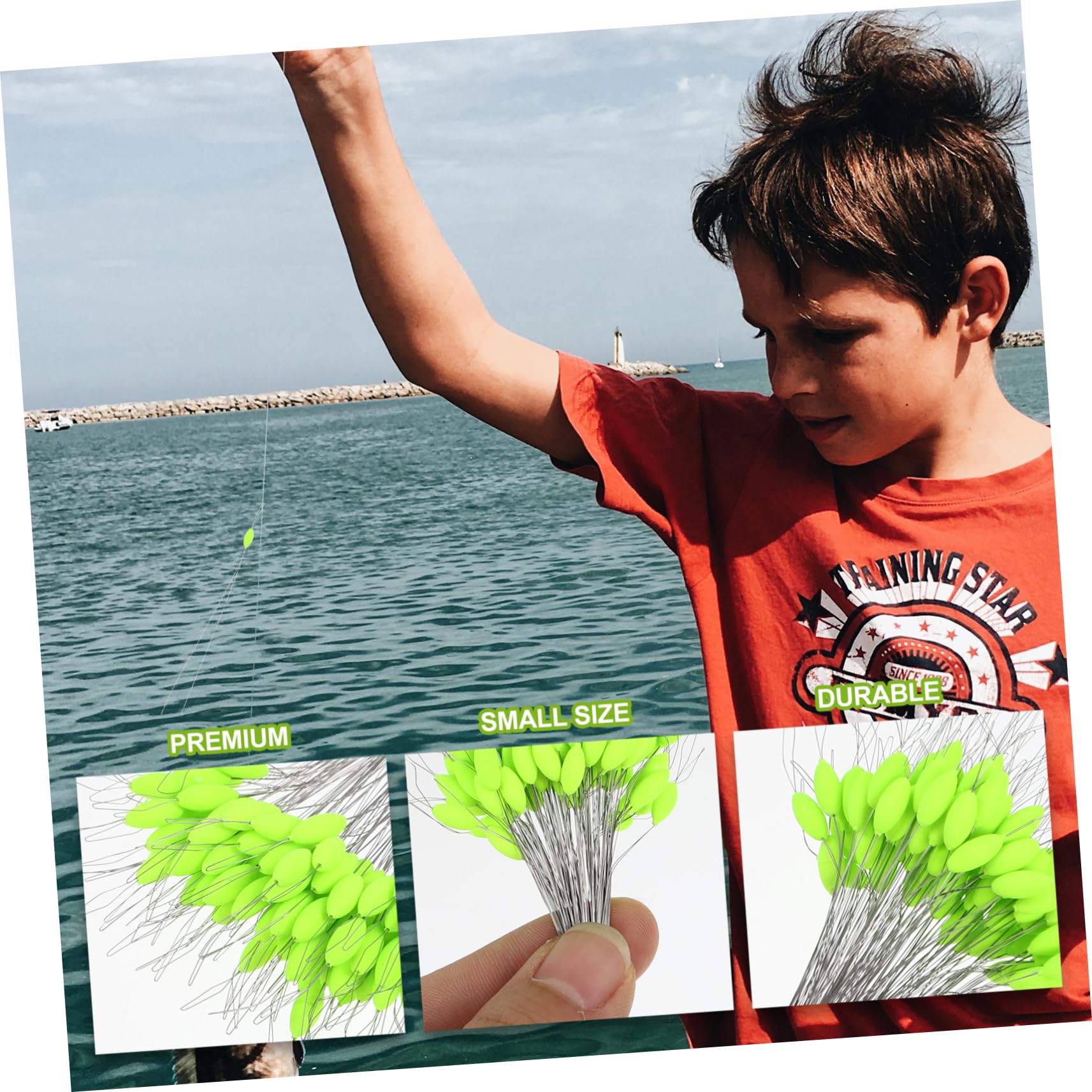 Flotteur de Pêche Fluorescent Vert en Plastique, 1 Set