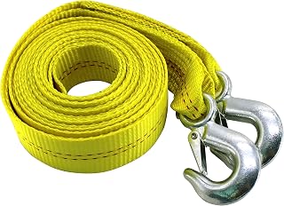 HFS Heavy-Duty Tow Strap with Hooks - 10,000 lb Capacity, 2x20 ft Polyester Webbing for Truck Recovery, ATV Towing & Off-Road Rescue