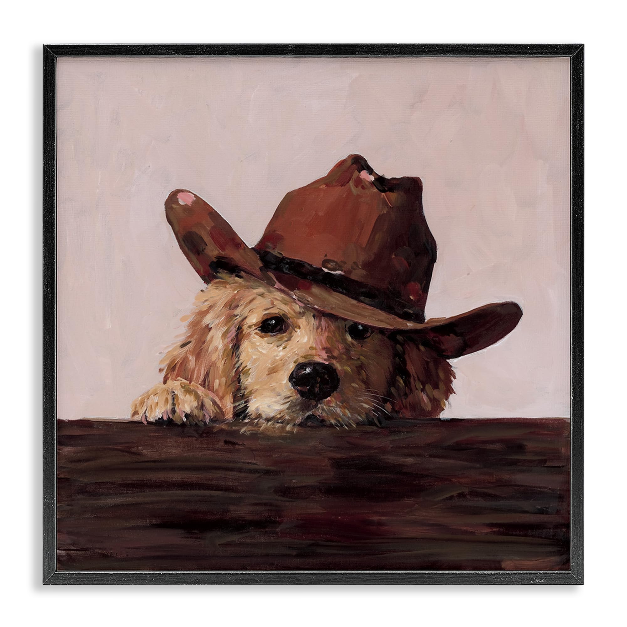Stupell Industries Peeking Cowboy Dog Black Framed Giclee Art, design by Studio Bautista, 17 x 17