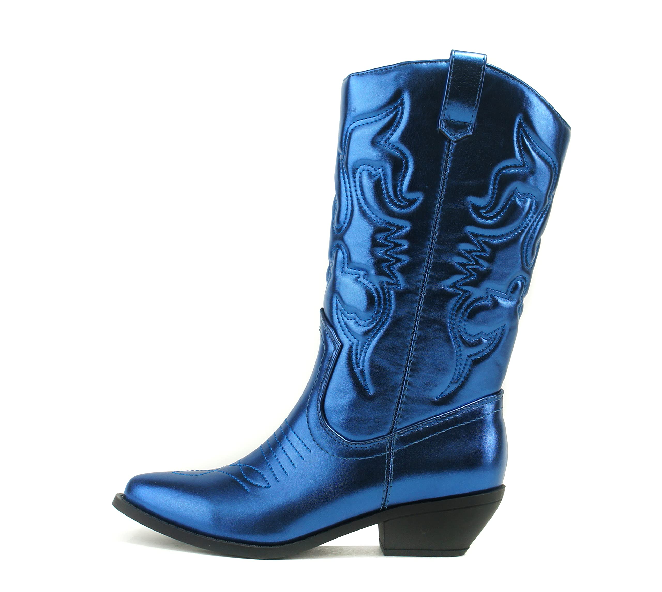 SodaRENO ~ Women Western Cowboy Stitched Pointe Toe Low Heel Ankle Mid Shaft Fashion Boots