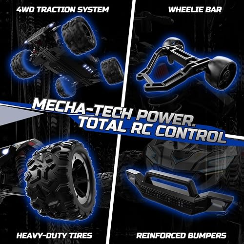Miniatura 6 de DEERC Autos de control remoto rápidos sin escobillas para niños y adultos, 34.2 mih, camión RC todoterreno 118, auto Mecha de carreras todo terreno,