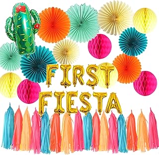 First Fiesta Birthday Decorations - Mexican 1st Birthday Party Supplies Gold First Fiesta Balloons for Mexican Fiesta 1st Birthday Taco Bout Uno Cinco De Mayo Party Decor