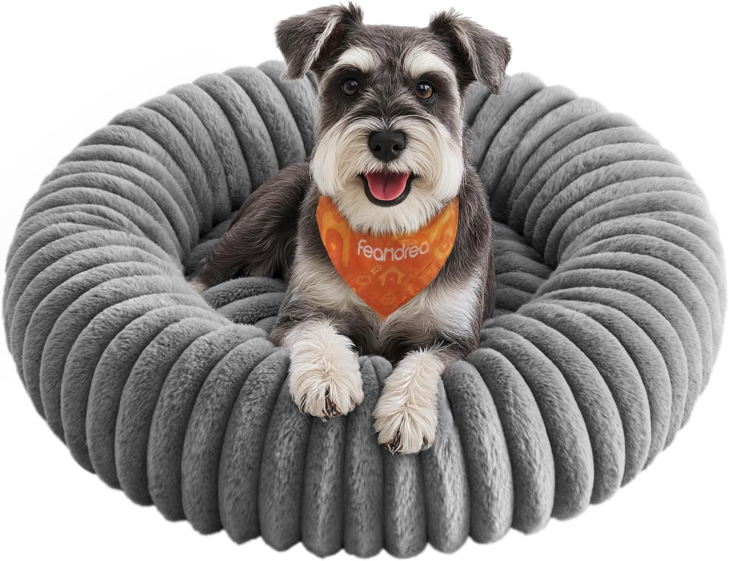 Feandrea Cuccia per Cani e Gatti di Taglia Grande, Diametro di 70 cm, Lettino per Animali Domestici, Cuscino Lavabile, Tappeto Soffice, Imbottitura Morbida, Grigio Tortora PGW303GD01