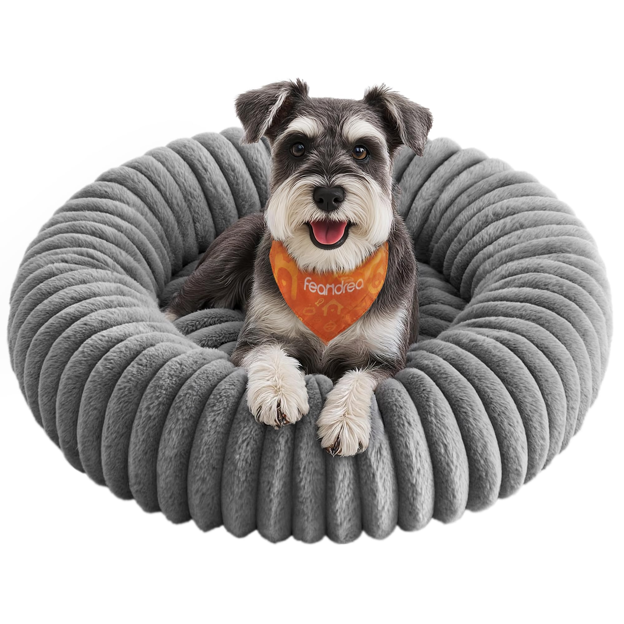 Feandrea Cuccia per Cani e Gatti di Taglia Grande, Diametro di 70 cm, Lettino per Animali Domestici, Cuscino Lavabile, Tappeto Soffice, Imbottitura Morbida, Grigio Tortora PGW303GD01