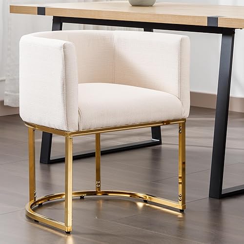 Miniatura 43 de Juego de 4 sillas de comedor de terciopelo modernas con brazos de barril y estructura de metal cromado, sillas tapizadas de cocina de 47 cm de