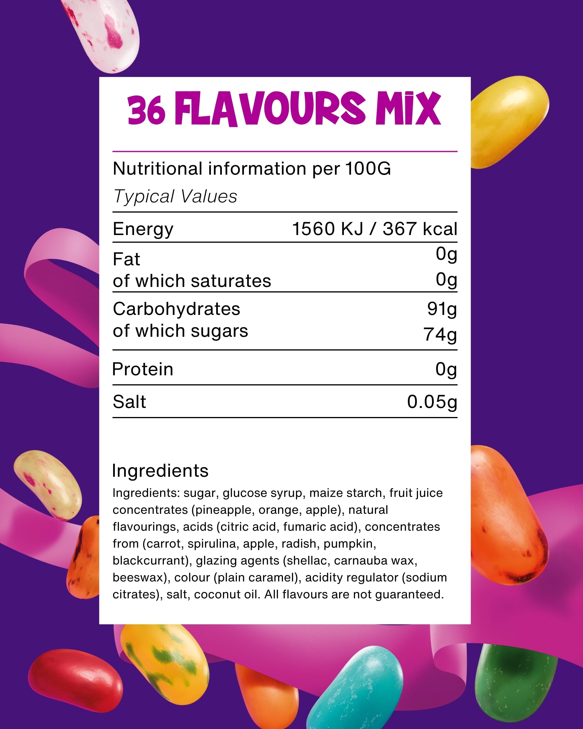 The Jelly Bean Factory, Gourmet Jelly Beans 1,4 KG Glas - 36 natürliche Geschmacksrichtungen, Retro Süßigkeiten, fruchtige Geschenke für Kinder und Erwachsene - Süßigkeiten Geschenk