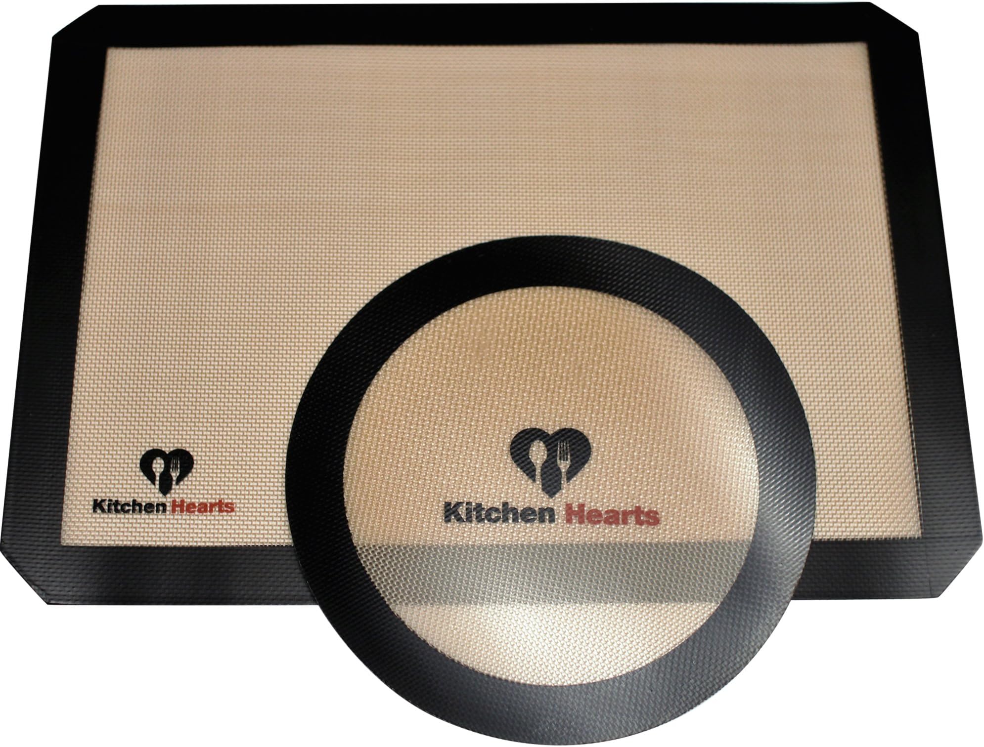 Nonstick Silicone Baking Mat Set [2-pack] Half-sheet Baking Pan Size & Pizza Mat - No Messy Oils - Bake Cookies, Vegetables, Pizzas, Meats, and More - Simple and Easy Clean-up