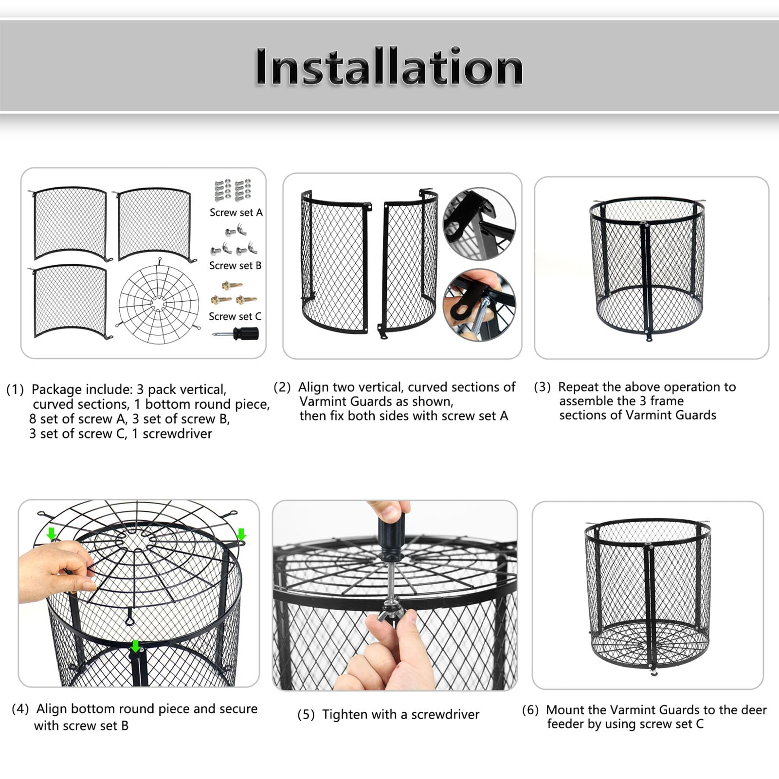 Deer Feeder Varmint Guard, Varmint Cage for Deer Feeder, Varmint Feeder Cage Weatherproof Quick Lock Deer Feeder Protective Guards Cage for Outdoor Forest