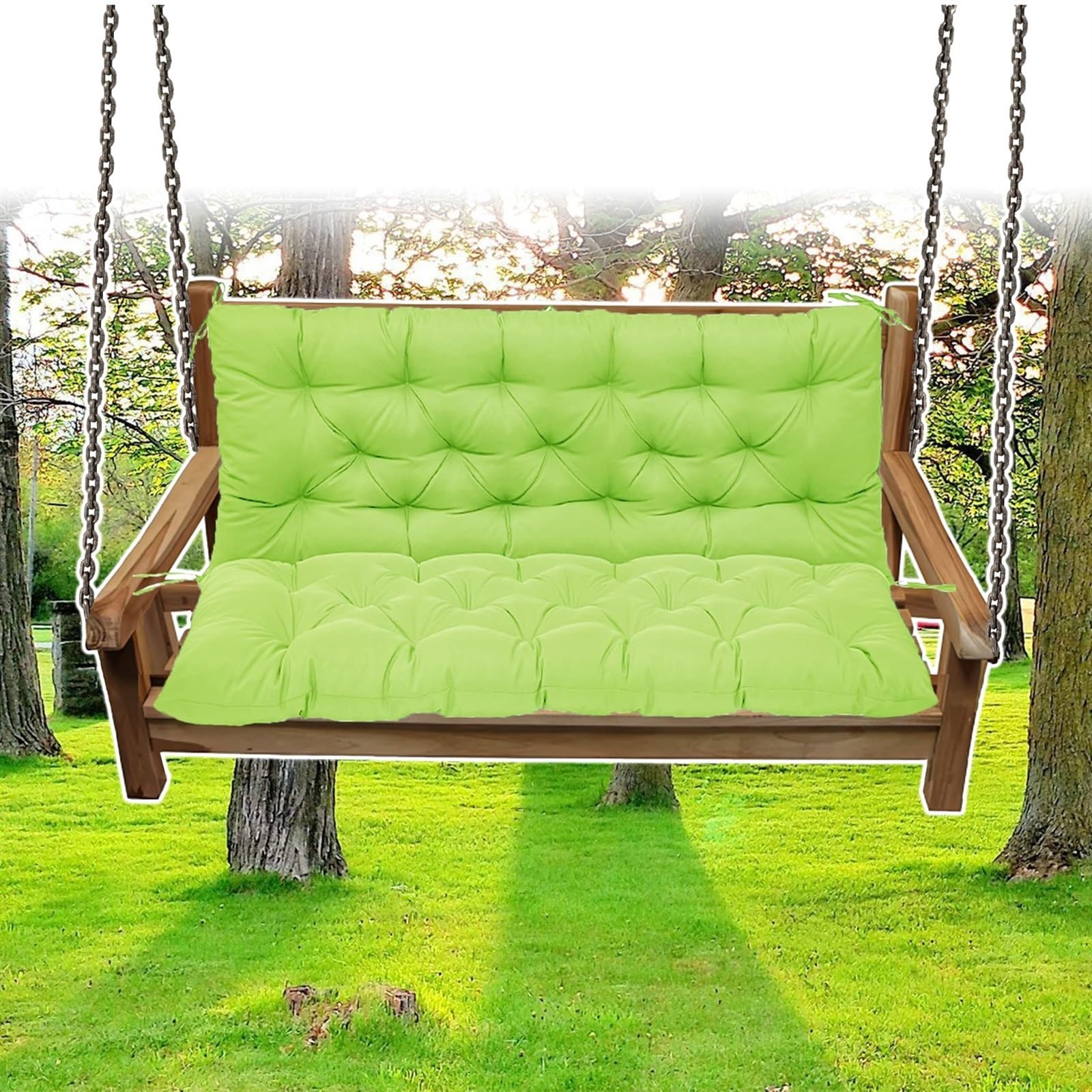 DLLDLGG Swing Replacement Seat Cushions, 2-3 Seater for 4'' Thick Garden Patio Furniture Porch Swing Cushion, with Ties for Outdoor Furnitur with Backrest