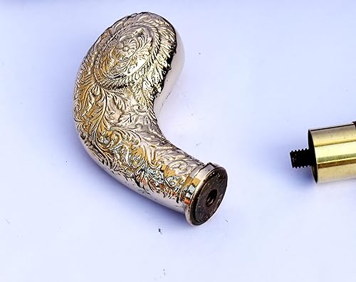 Mango de agarre antideslizante con diseño de hockey de latón para hombres y mujeres bastón plegable base de bastón ajustable para senderismo camping