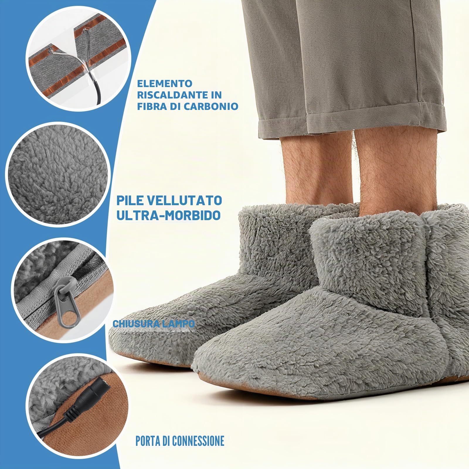 Mineup Pantofole Riscaldate Elettricamente, Scaldapiedi Elettrico Riscaldato, Scaldapiedi Riscaldate USB, Riscaldat Piedi Scalda Per Uomini Donne Uso Interno, Pad Riscaldante Per Donne Uomini (39-43)