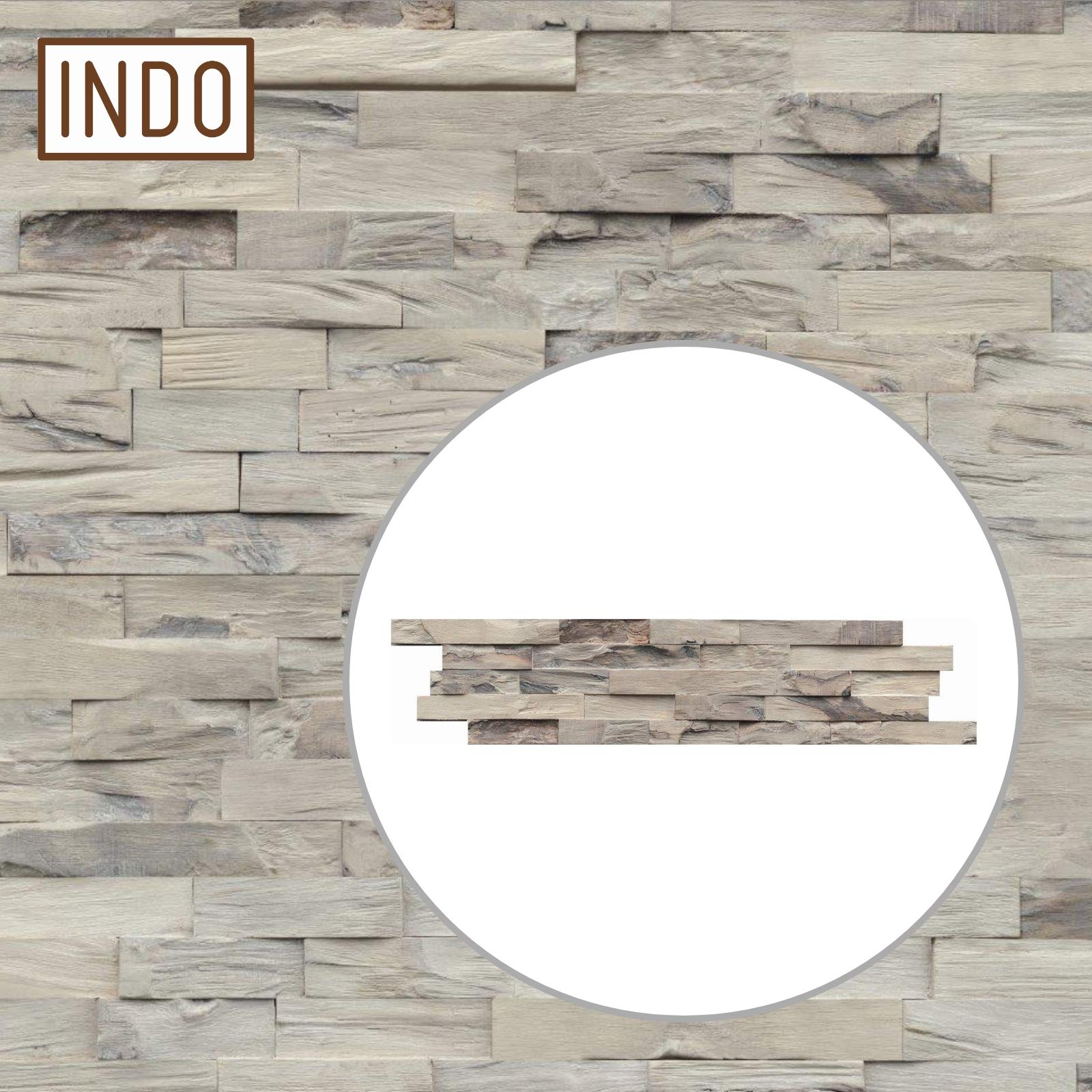 INDO Wandpaneel Echtholz Beachwood 3D-Wandverkleidung