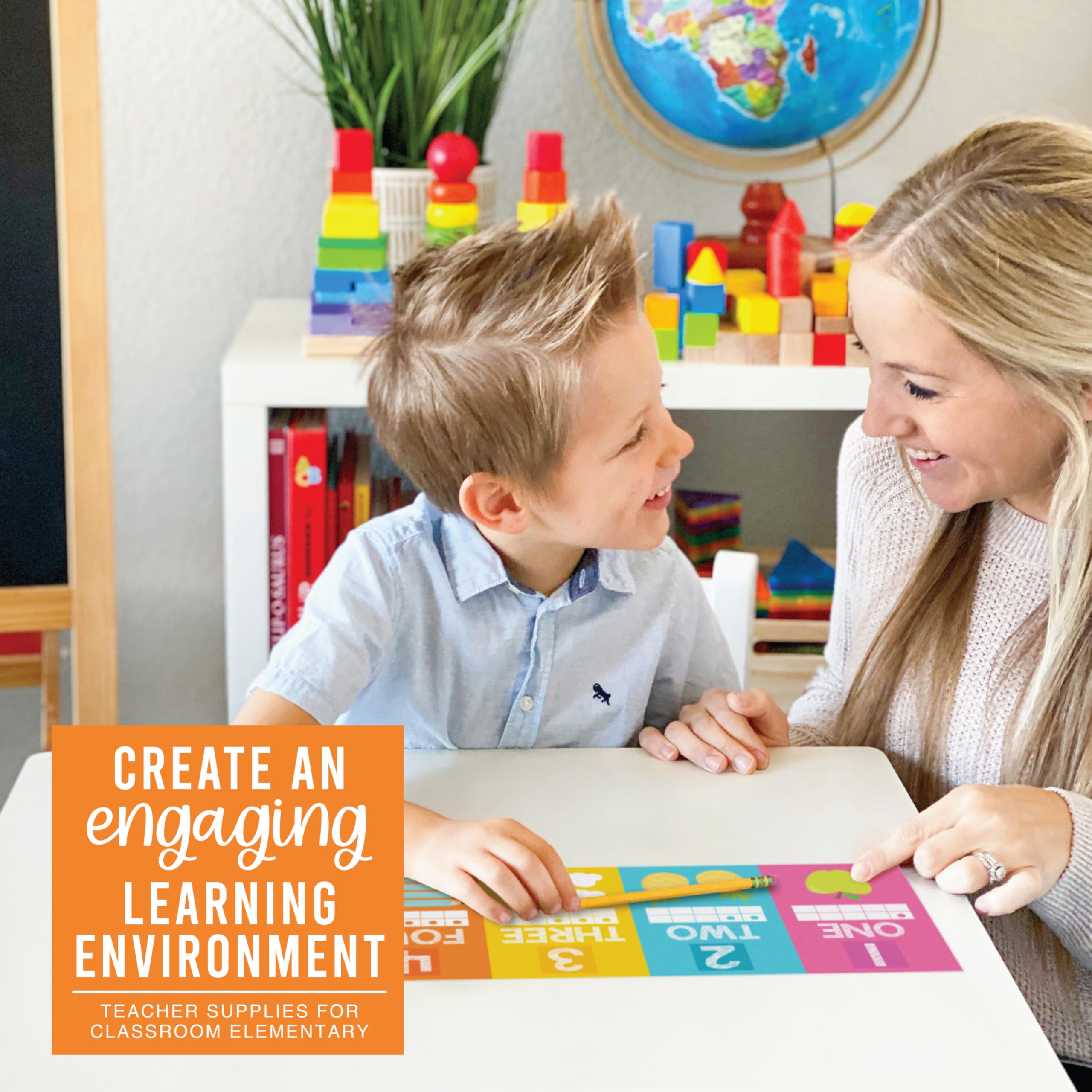 Hadley Designs Alphabet for Classroom Wall Decor - ABC Posters for Classroom Wall Chart Preschool & Kindergarten, ABC Letters & Number Line Elementary, Alphabet Cards, Colorful Classroom Decor