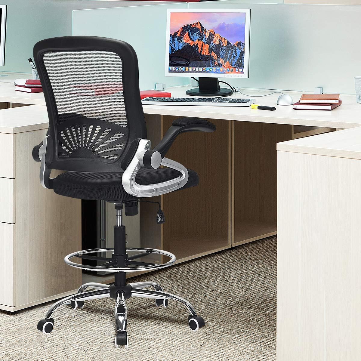 Buy Powerstone Ergonomic Drafting Chair Mesh Tall Office Chair Lumbar Support Adjustable Height Desk Chair With Foot Ring And Flip Up Arms Computer Chair Stool Online In Indonesia B08xjwzxzl Buy Powerstone Ergonomic Drafting Chair Mesh Tall Office Chair Lumbar Support Adjustable Height Desk Chair With Foot Ring And Flip Up Arms Computer Chair Stool Online In Indonesia B08xjwzxzl
